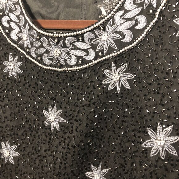 Cote D'Azur Evening vintage beaded embroidered crop top, XL - Picture 2 of 12